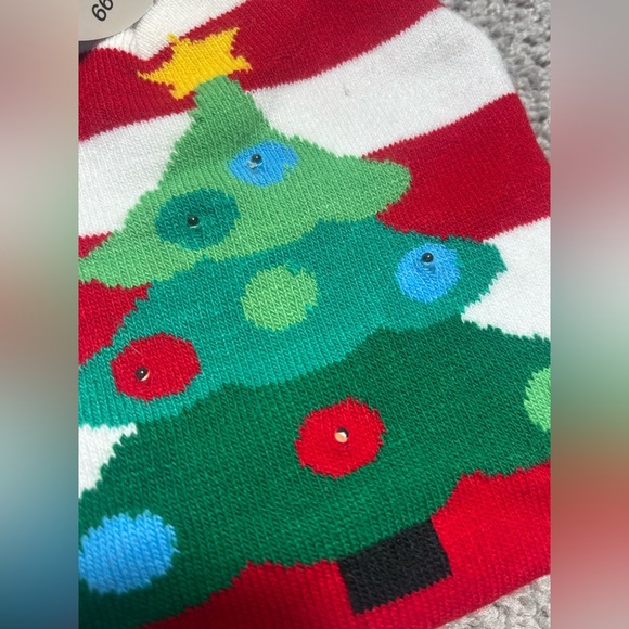 Christmas Tree Flashing LED Knitted Hat – Light-Up Holiday Beanie - Picture 2 of 3